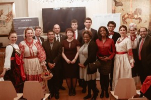 A group of young people and politicians at the Croatian Embassy